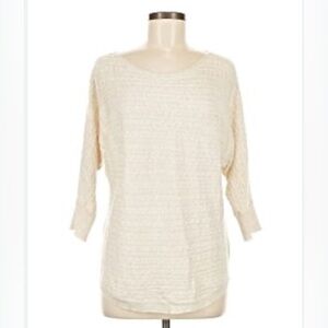 Market & Spruce Cashmere/Silk/Acrylic/Polyamide-Blend Cream Sweater
